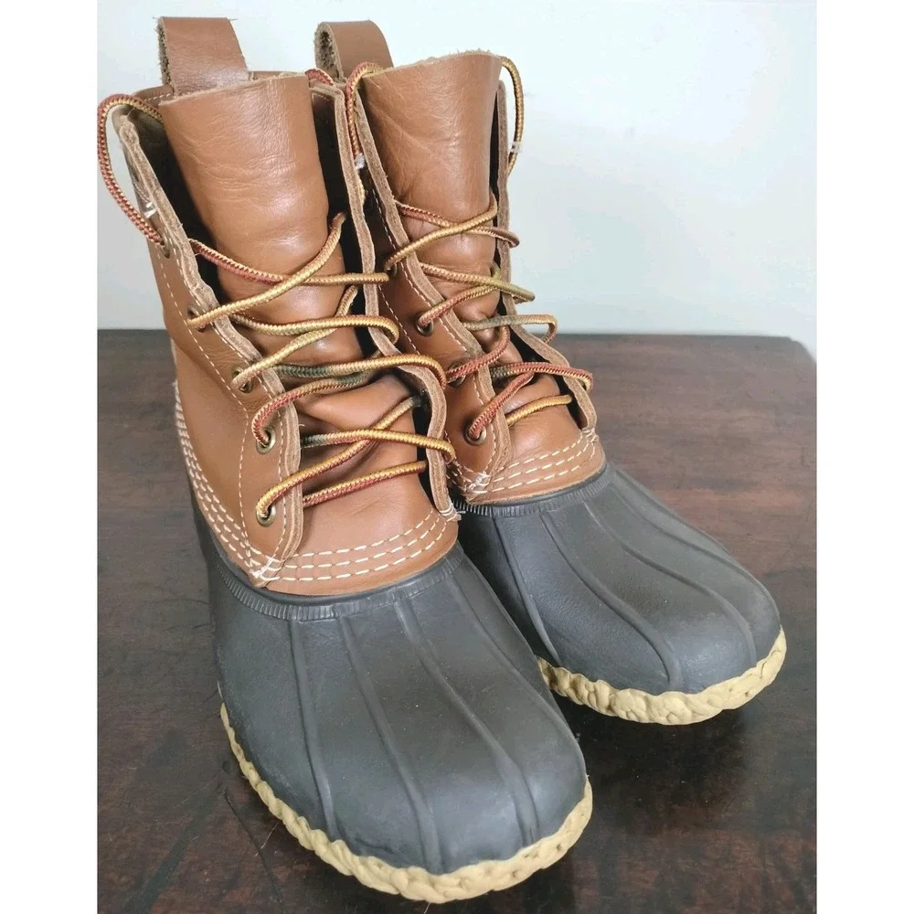 Vintage L.L. Bean Duck Boots Men's 7 / Women's 8.5 Brown Rubber Maine USA